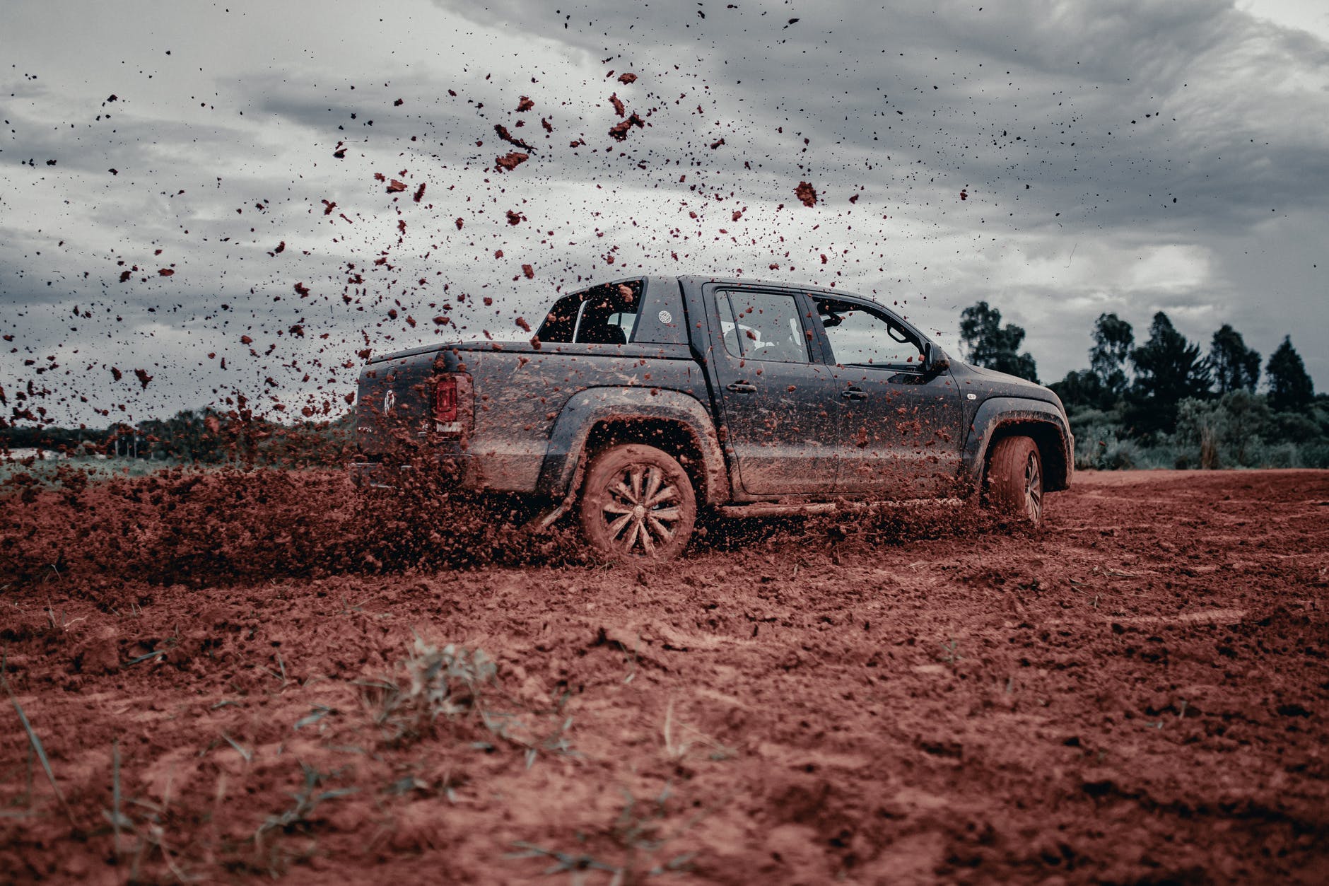 Thrashing a Amorak four wheel drive through the dirt.